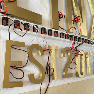 Złota Szczotka SS Podświetlane Litery Kanału Logo Znak Highspan