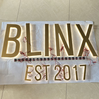 Złota Szczotka SS Podświetlane Litery Kanału Logo Znak Highspan