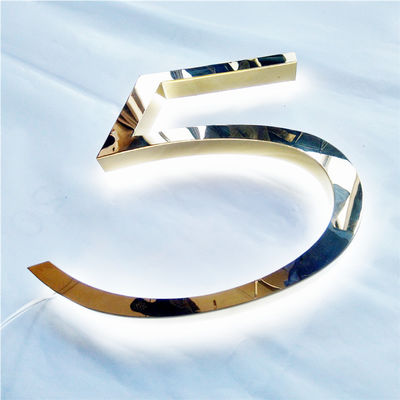 Znak numeru domu ze złotym pędzlem o wysokiej jasności Laserowo wycinany CE RoHS