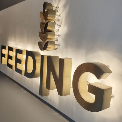 Podświetlane litery ze złotej szczotki ze stali nierdzewnej