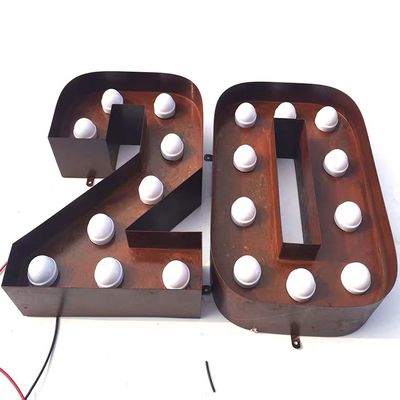 Akrylowa stal nierdzewna Light Up Marquee Letter Sign Numbers with Bulbs