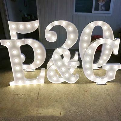 Akrylowa stal nierdzewna Light Up Marquee Letter Sign Numbers with Bulbs