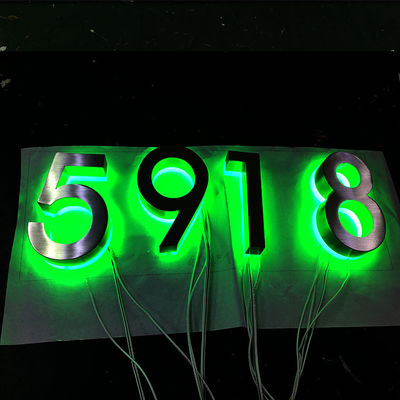 304 Zewnętrzny numer LED ze stali nierdzewnej Srebrny pędzel RGB Light Numbers