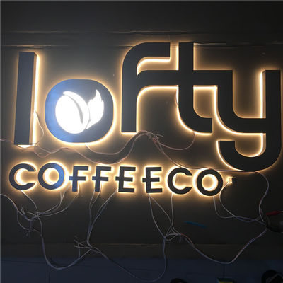 Żywiczne akrylowe podświetlane litery kanałów Dostosowane szczotkowane chromowane 12VDC