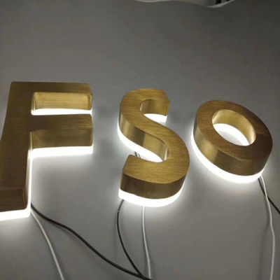 Złota szczotka Podświetlane znaki ze stali nierdzewnej Metalowe litery