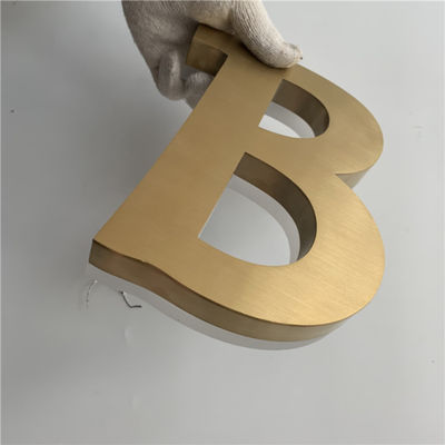 Złota szczotka Podświetlane znaki ze stali nierdzewnej Metalowe litery