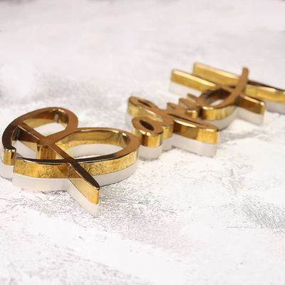 Gold Mirror Business Logo Signage Oświetlone tablice sklepowe ze stali nierdzewnej
